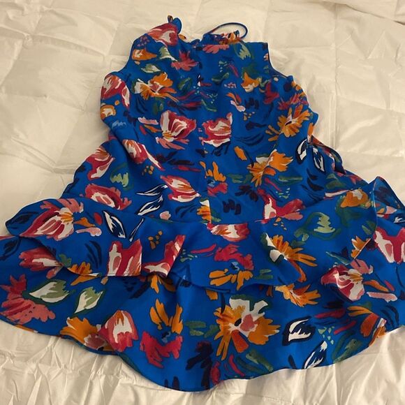 Evelyn Floral Blue Sleeveless Tiered Dress ladies Large - Picture 10 of 10